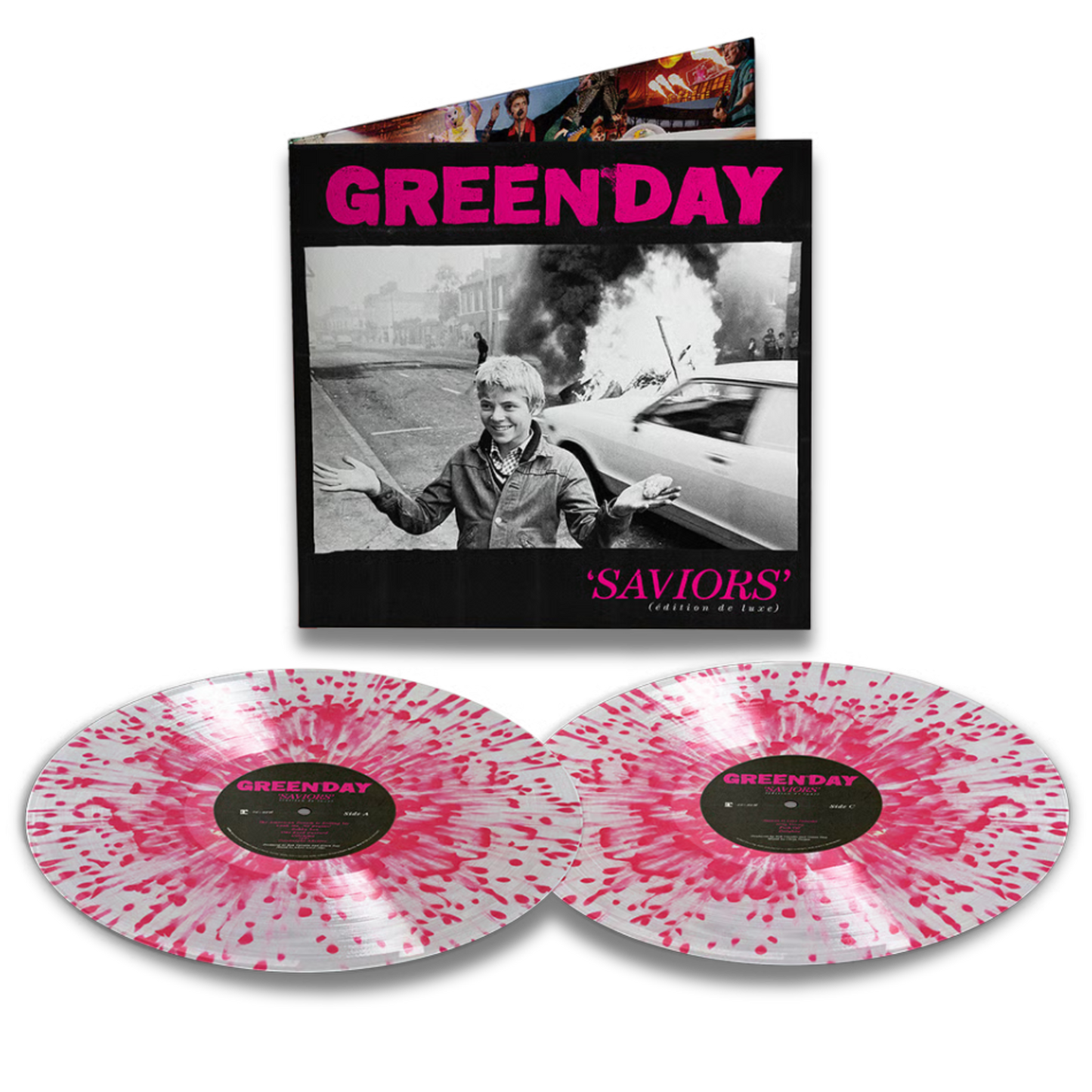 Green Day – Saviors (2LP, Deluxe Edition, Clear with Hot Pink Splatter Vinyl)