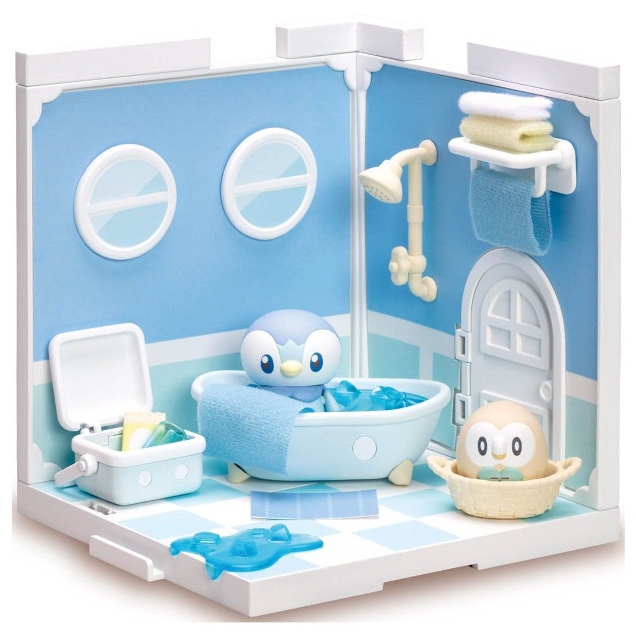 Takara Tomy A.R.T.S Pokemon PokePeace House - Piplup & Rowlet in the Bath