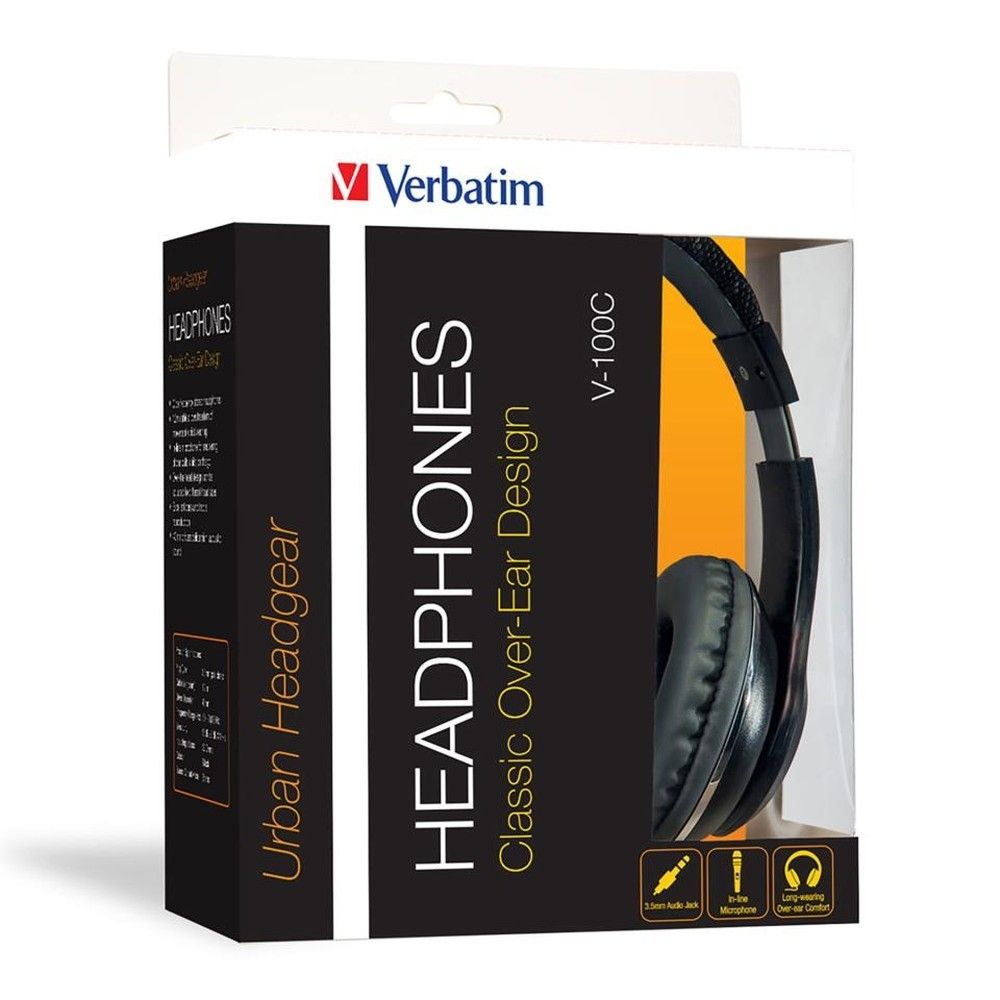 VERBATIM STEREO HEADPHONE CLASSIC WITH MIC -BLACK #65066