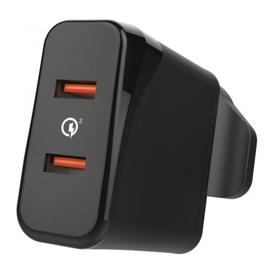 VERBATIM 36W DUAL PORT QC3.0 USB CHARGER - BLACK #66346