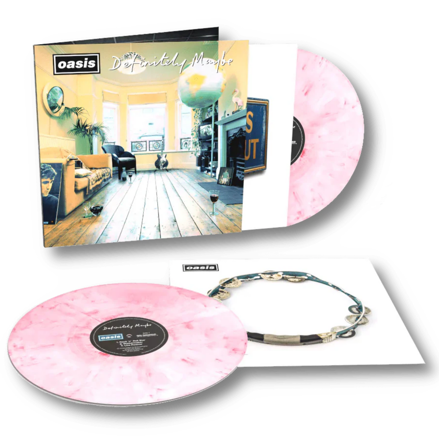 Oasis – Definitely Maybe (2LP, Red and White [Strawberries & Cream] Vinyl, 30th Anniversary)