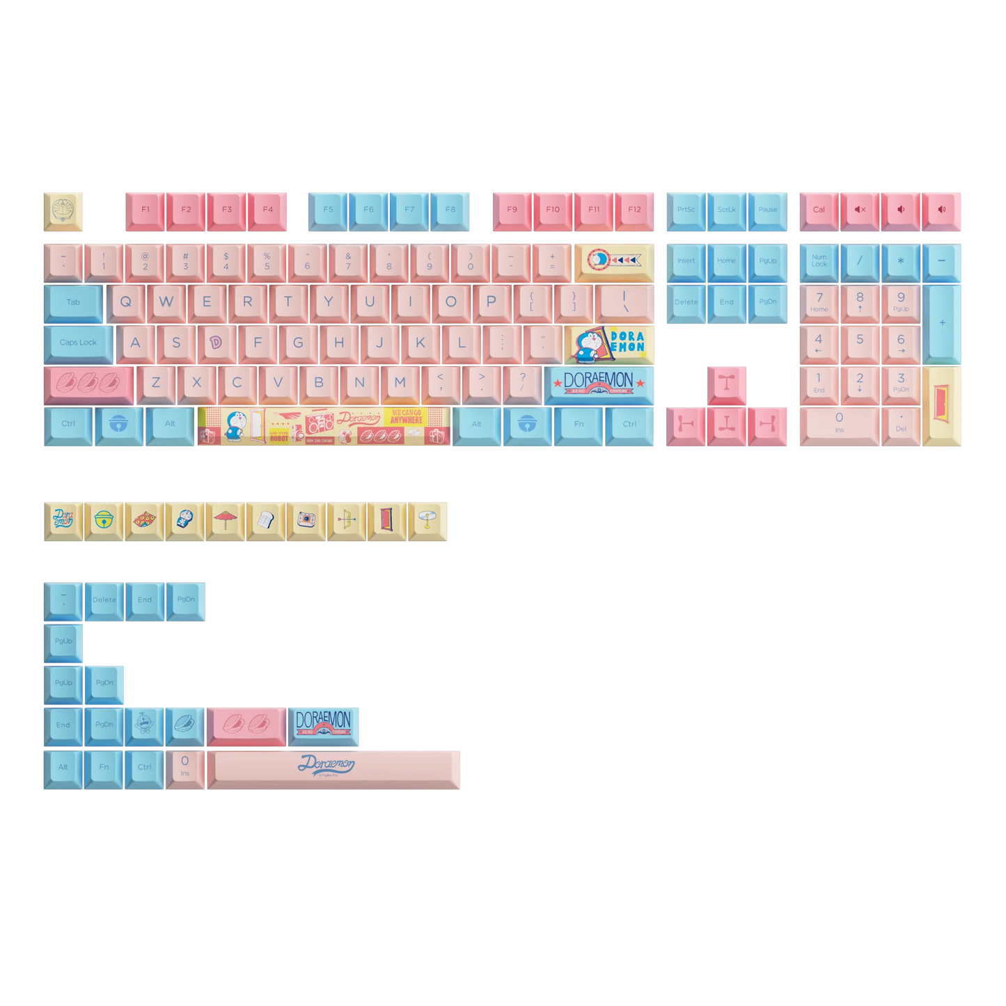Doraemon Macaron Keycap Set (136 Keys)