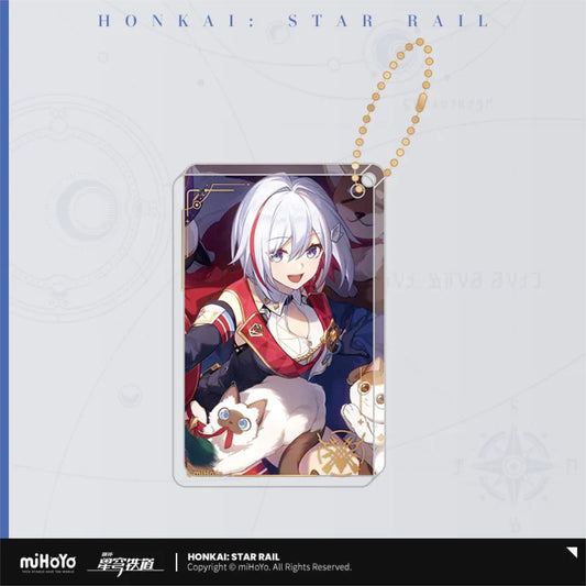 Topaz – Honkai: Star Rail Light Cone Glitter Acrylic Keychain "Worrisome, Blissful"