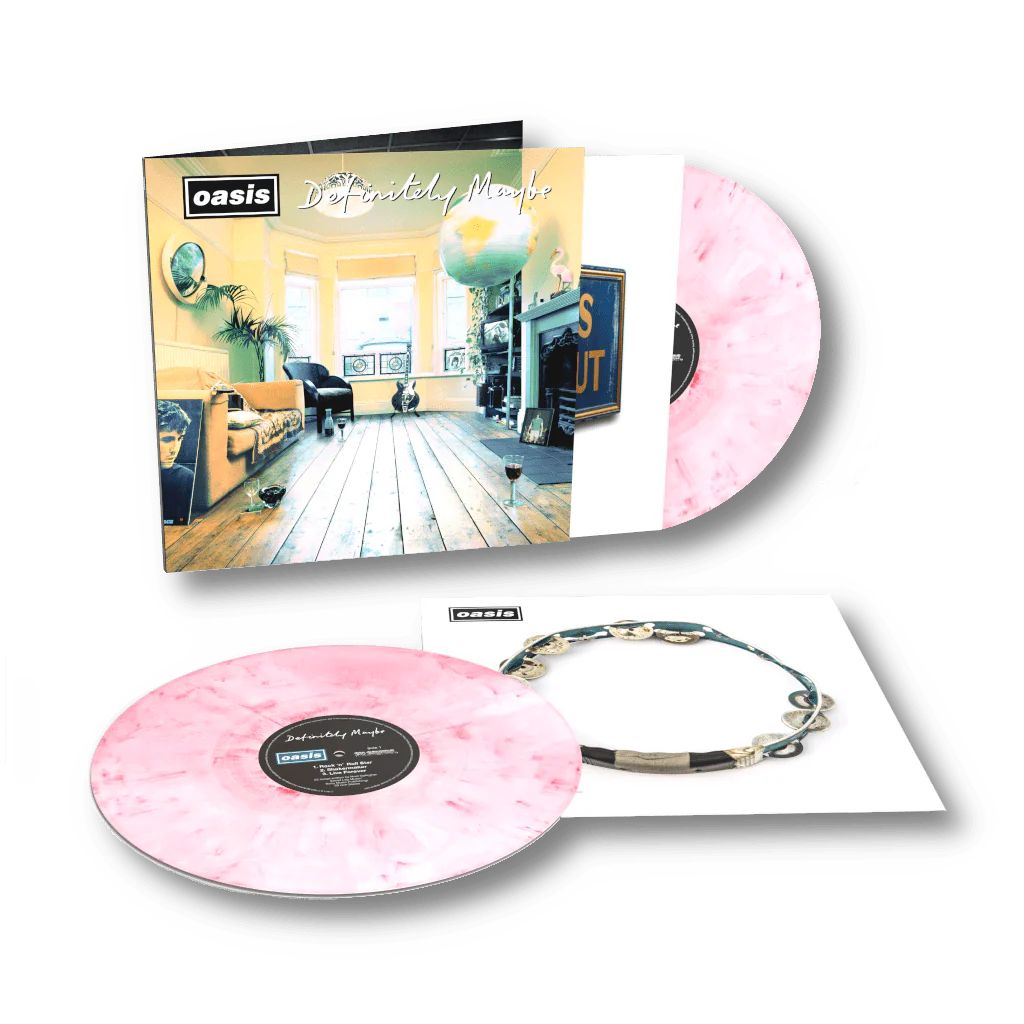 Oasis – Definitely Maybe (2LP, Red and White [Strawberries & Cream] Vinyl, 30th Anniversary)