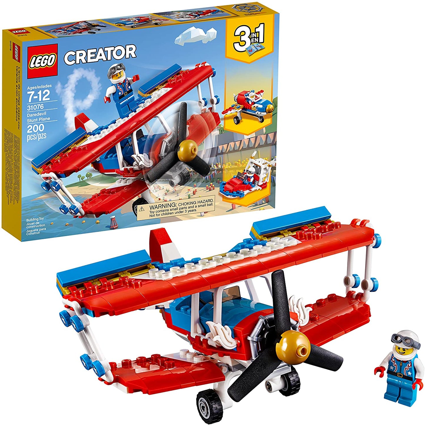 LEGO Creator 3in1 Daredevil Stunt Plane 31076 Building Kit (200 Piece)