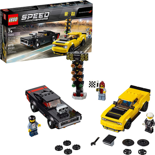 LEGO Speed Champions 2018 Dodge Challenger SRT Demon and 1970 Dodge Charger R/T 75893 Building Kit (478 Pieces)