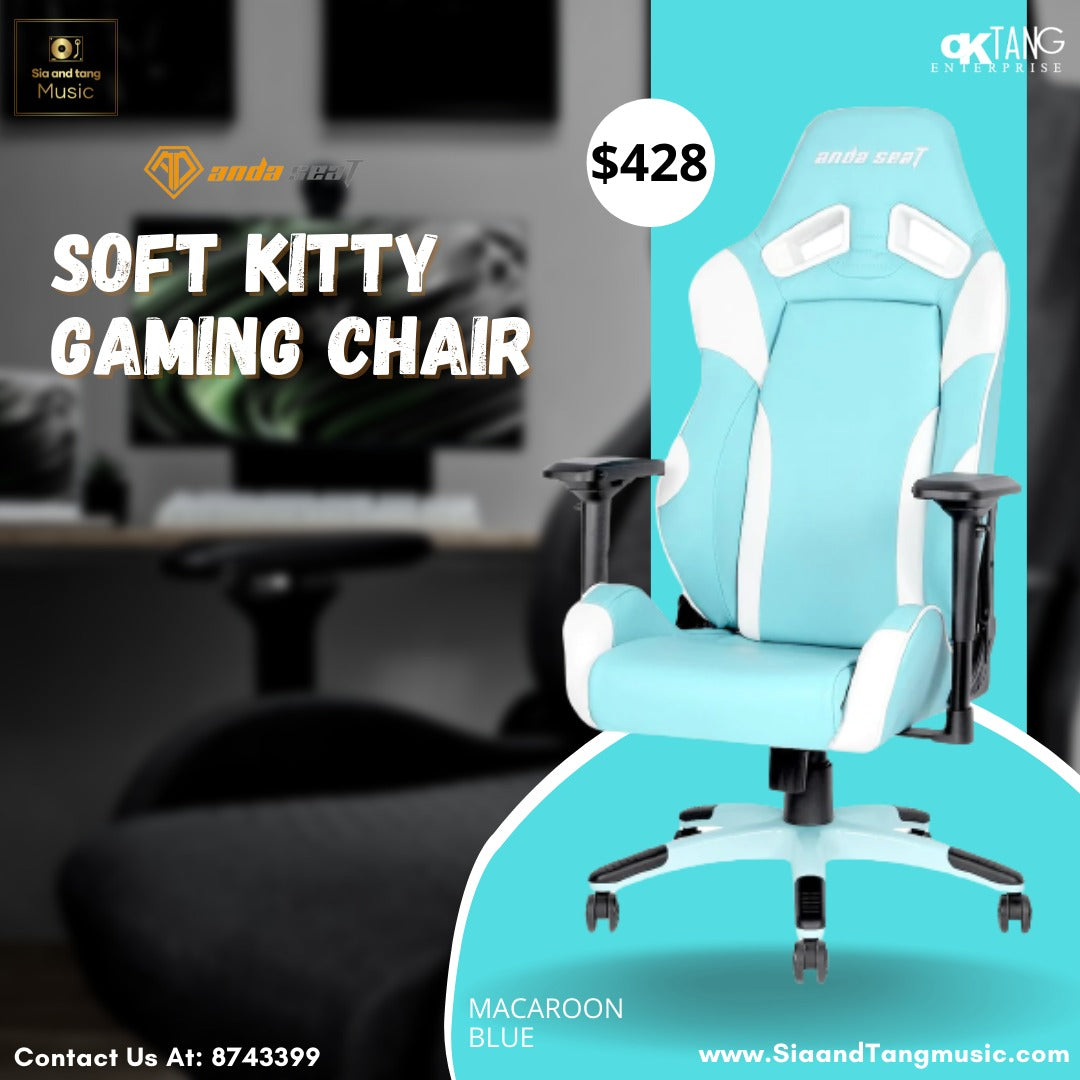 ANDASEAT SOFT KITTY GAMING CHAIR - MACAROON BLUE