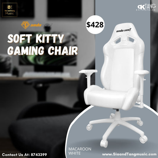 ANDASEAT SOFT KITTY GAMING CHAIR - MACAROON WHITE