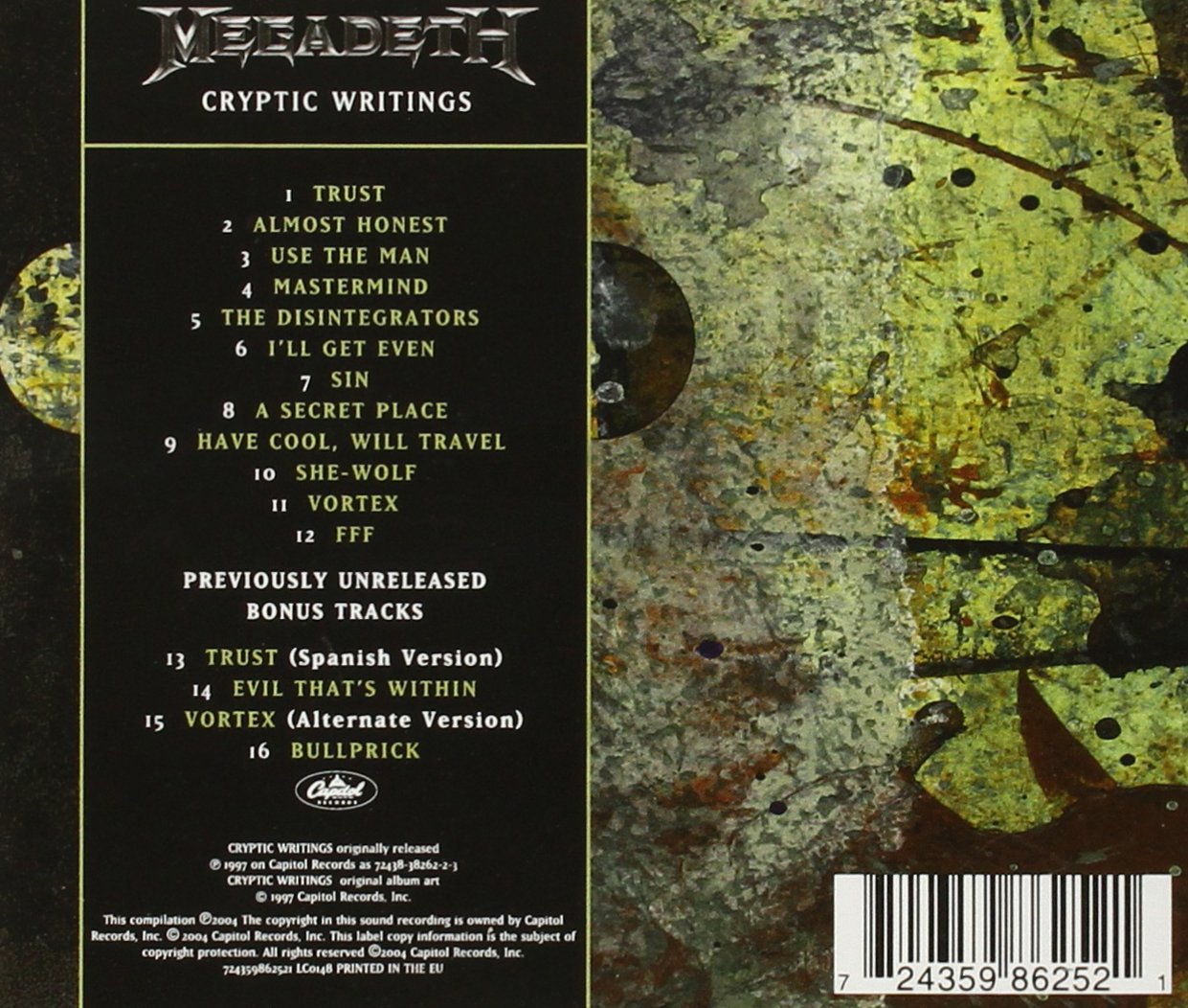 Megadeth -Cryptic Writings