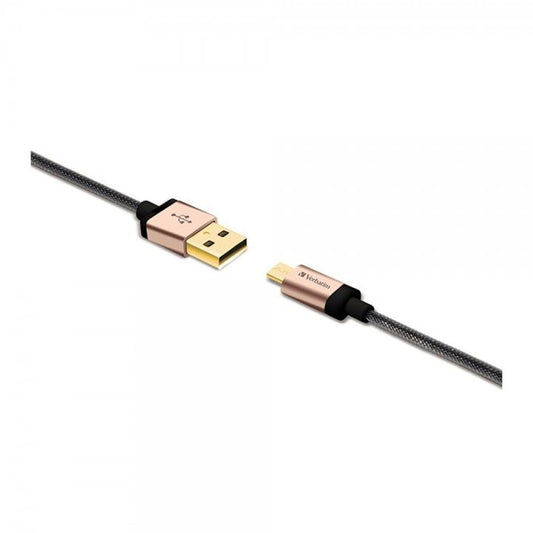 VERBATIM 30CM METALLIC MICROUSB TO USB CABLE (CHARGE & SYNC) - GOLD #65200