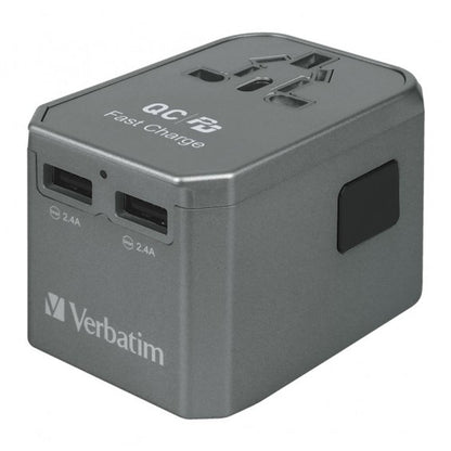 VERBATIM 4-PORT UNIVERSAL TRAVEL ADAPTOR 40W W/ PD 29W & 3xUSB - GREY #66198