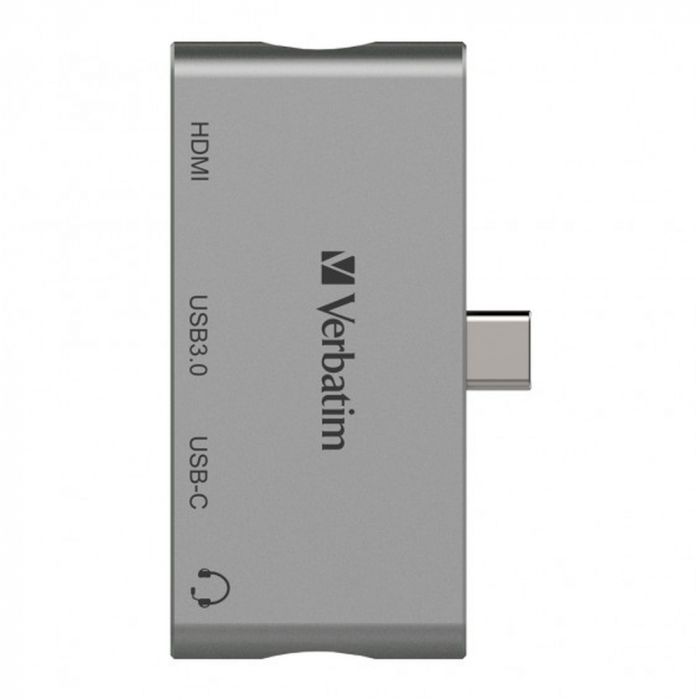 VERBATIM TYPE-C HUB WITH HDMI,USB3.0,TYPE-C PD, 3.5 AUX- GREY #66347