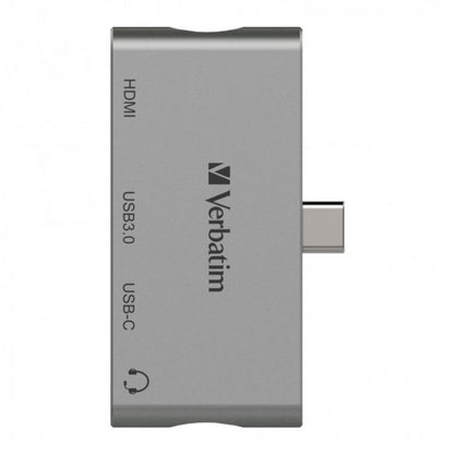 VERBATIM TYPE-C HUB WITH HDMI,USB3.0,TYPE-C PD, 3.5 AUX- GREY #66347