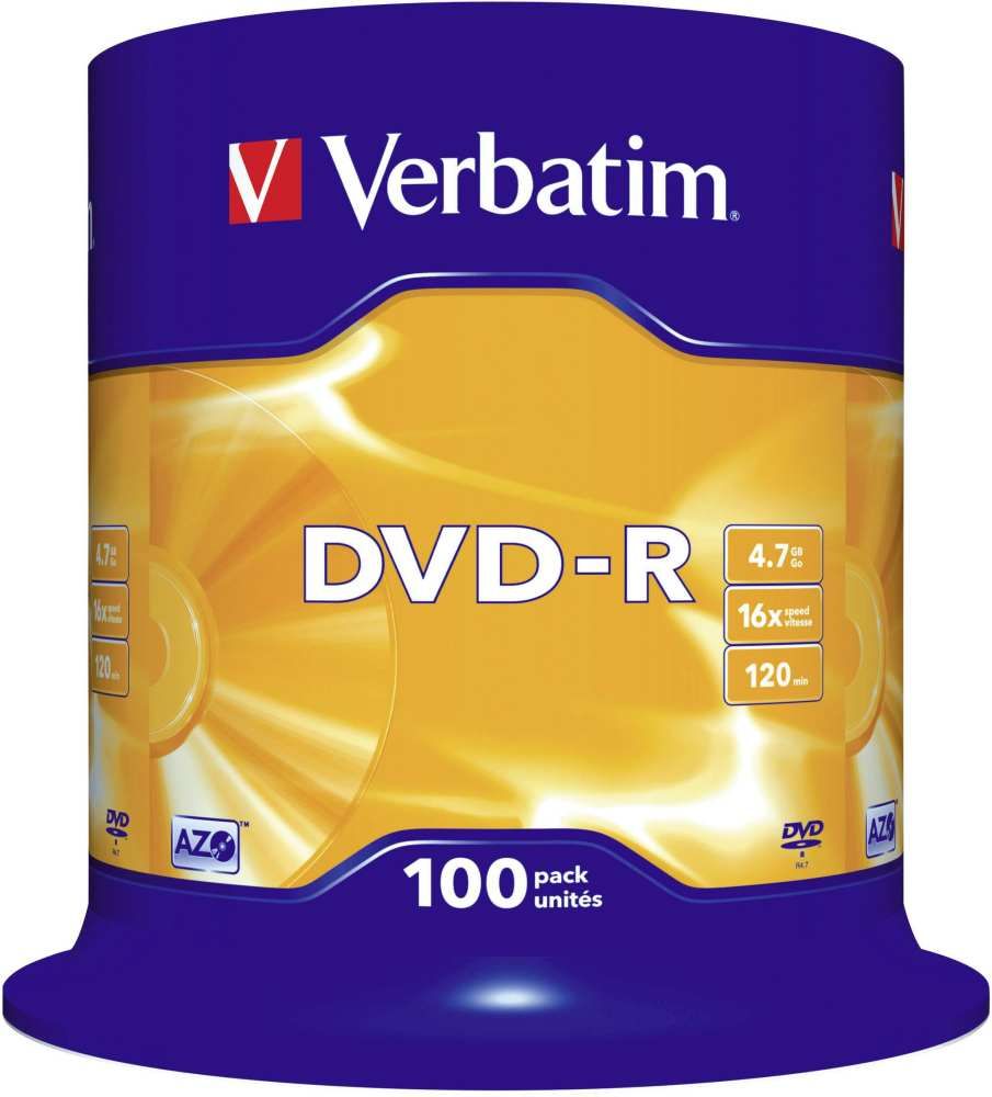 VERBATIM 16X DVD-R 4.7GB (100PCS/SPINDLE) #95102