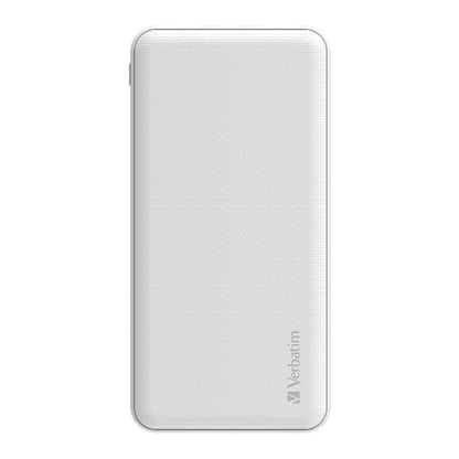 VERBATIM 10,000mAH LI-POLYMER GRID PATTERN POWER BANK (MAX 12W) - WHITE #66548