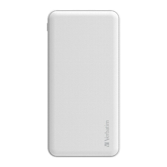 VERBATIM 10,000mAH LI-POLYMER GRID PATTERN POWER BANK (MAX 12W) - WHITE #66548